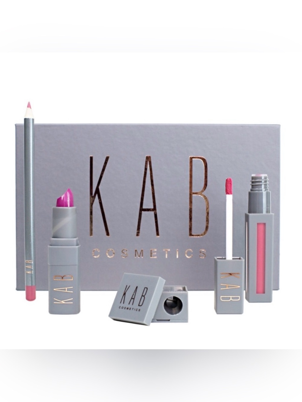 4pc KAB Red Velvet Lip Kit new ( Lip Liner, Lipstick, LipGloss & Sharpener)